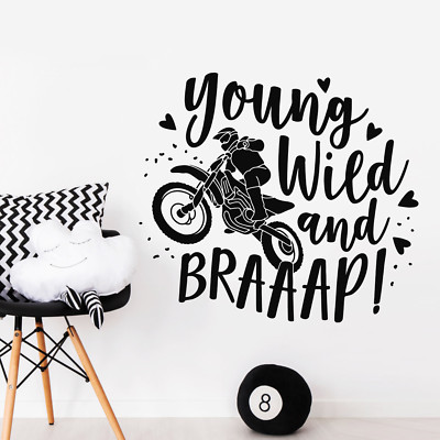 Young Wild Motocross Dirt Bike Mx Trials Quote Vinyl Wall Art Sticker Ebay
