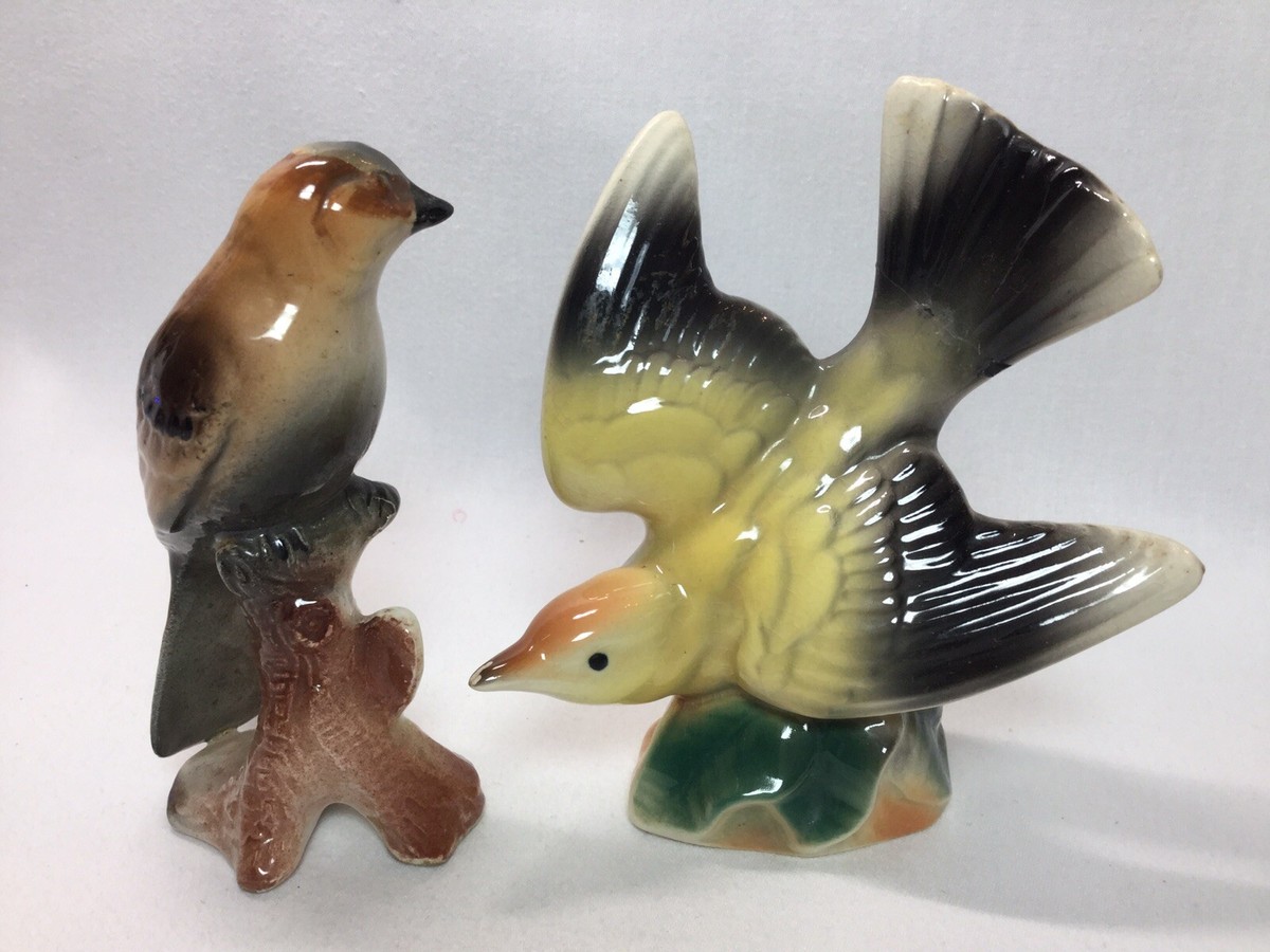   鳥 フィギュリンバーガンディ 2 Vintage Ceramic Bird Figurines Japan 5