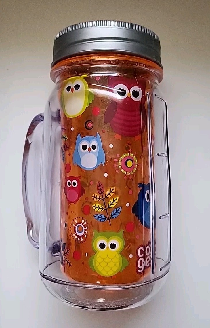 Mason Jar Owls Insulated Cool Gear Style Water Bottle 12 oz