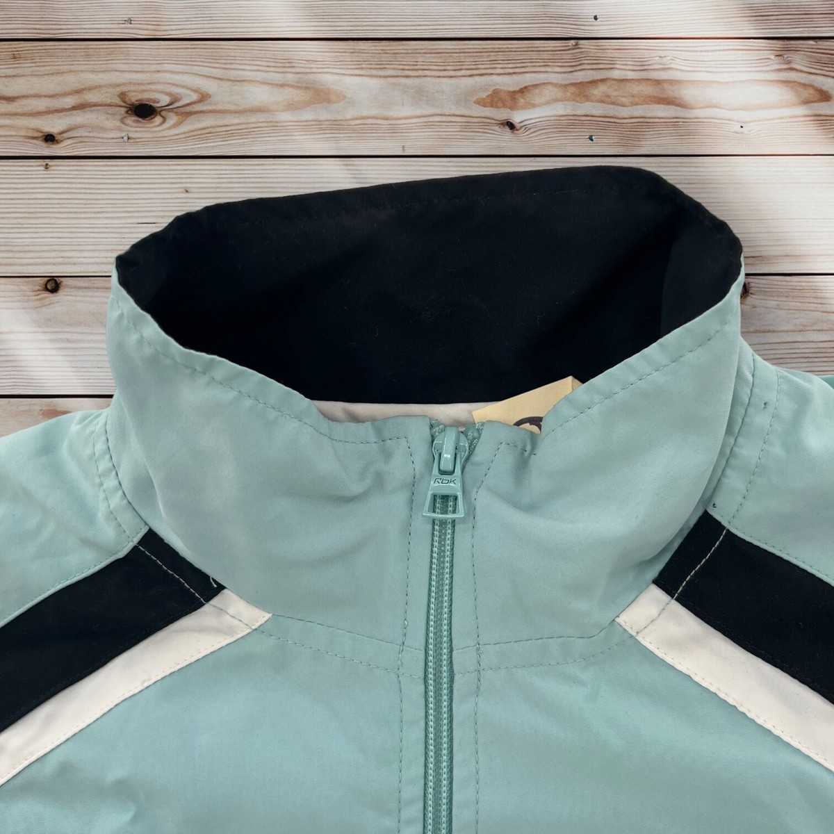 Vintage Reebok Jacket Womens Large Mint Green Windbreaker 