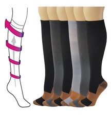 6 pares de calcetines hasta la rodilla de compresión terapéutica Extreme Support para hombre y mujer