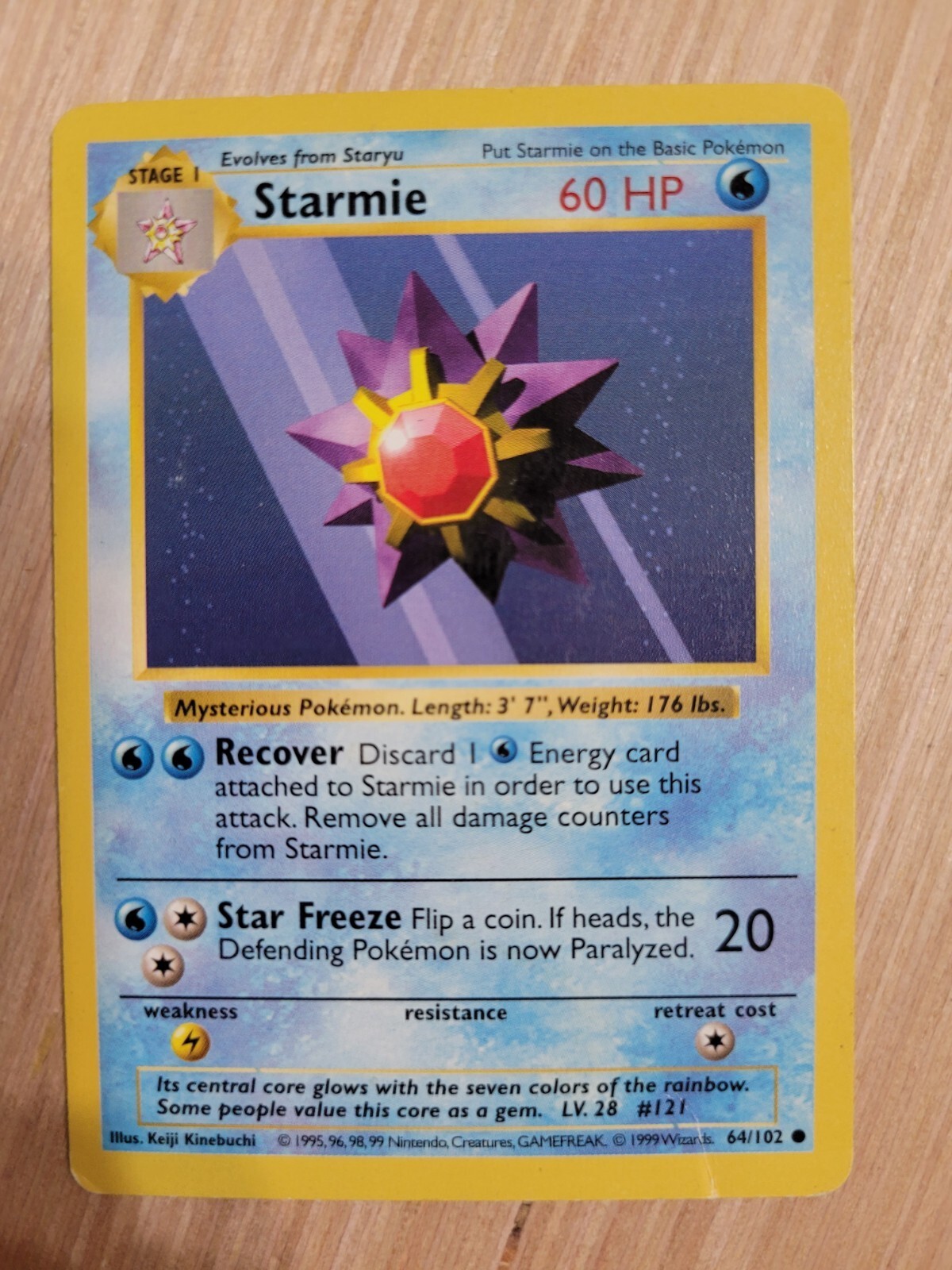 Starmie - Shadowless MP - 64/102 Pokemon Base Set Card WOTC 1999 TCG