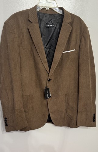 New Barry Wang Men Brown Corduroy Blazer - 2 Buttons - Lined - Pocket- Timeless - Picture 2 of 15