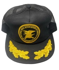 NRA Black Snap Back Mesh Truck Hat Vintage Made in USA Scrambled Eggs Dad