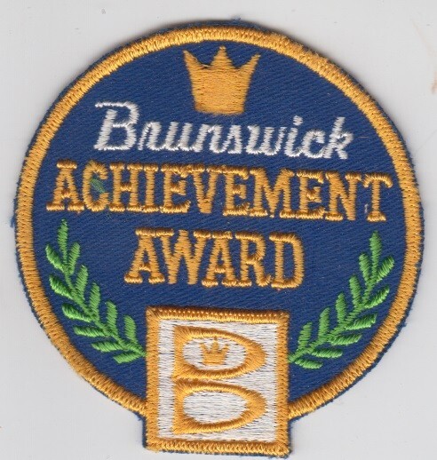 Brunswick Achievement Award Patch. Bowling. Souvenirs. Vintage