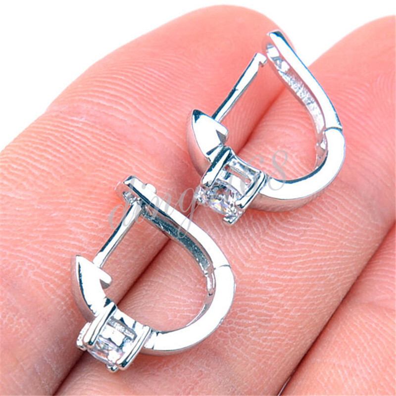 Designer Inspired Sterling Silver Diamond-Cut Crystal U-Hoop Post Earrings H1251