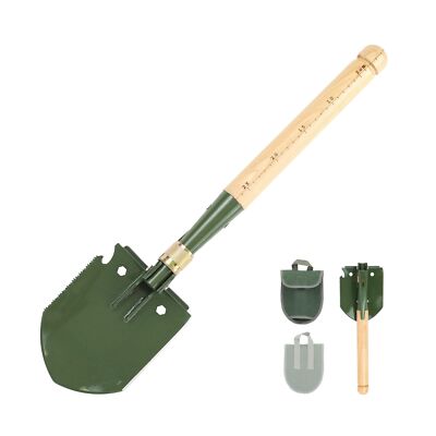 Mastiff Gears   Wooden Handle Folding Survival Shovel w/Pick - Heavy Duty C