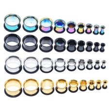Pair of Single Flare Tunnels W/O-ring Ear Plugs Gauges Expander Piercing 8G-5/8"