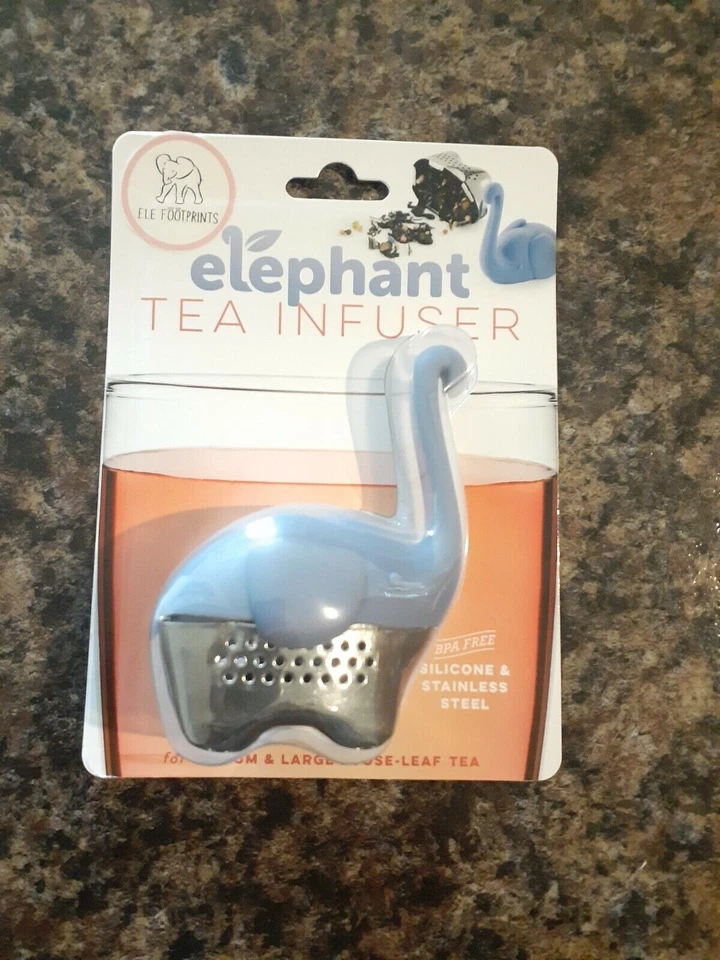 Infusor de té de hojas sueltas en forma de elefante - Parte inferior de acero inoxidable parte superior de silicona nuevo en caja Foto 2 de 2