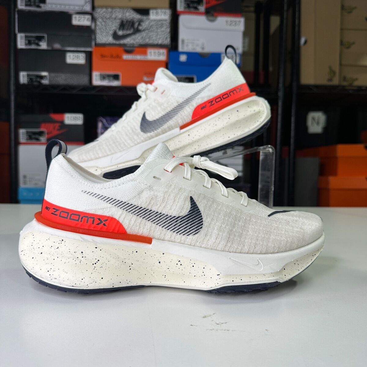 Nike ZoomX Invincible 3 Running Shoes White Oatmeal Red Nike ZoomX Invincible 3 Running Shoes White Oatmeal Red