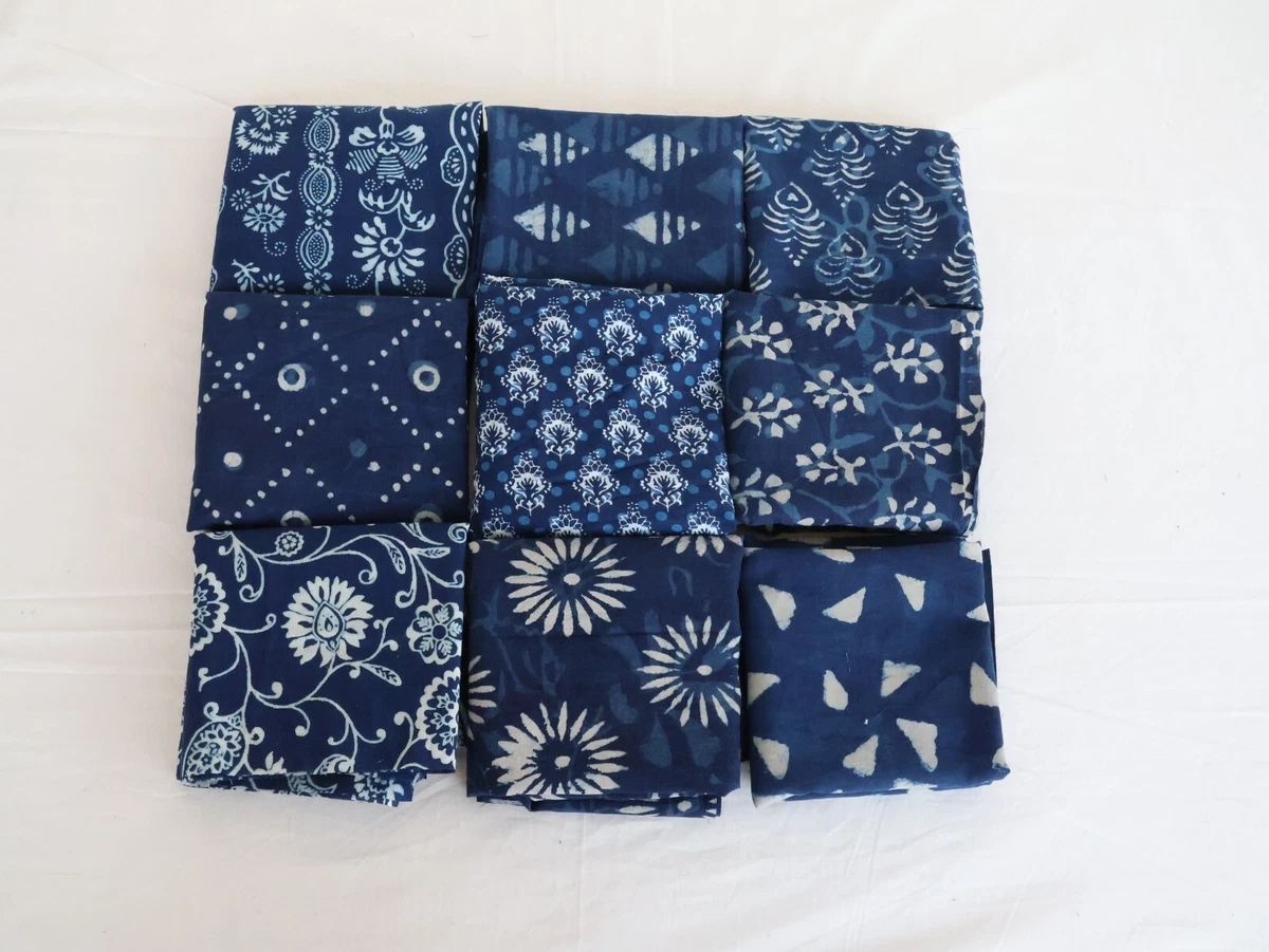 Lot De Tissu Bleu Broché Soyeux - 4 Bandes, Total ~5m90, Pour Couture Ou Ameublement