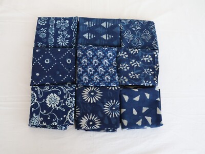 Cotton Wholesale Mix Lot of Indigo Blue  Vintage Cotton Remnants, Cotton Scraps