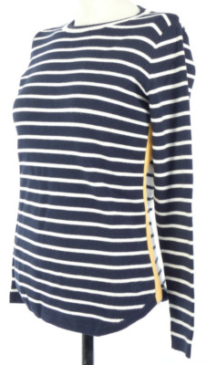 Crew Clothing Company Breton Stripe Jumper Womens Navy White UK 8 Casual