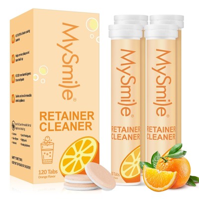 MySmile 120 Retainer Cleaner Tablets Denture Effervescent Cleaner Tablets Orange