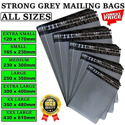 Buy Grey Mailing Postage Bags Mixed Sizes Large Strong Poly Self Seal Plastic Postal