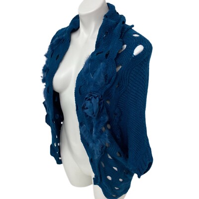 Lucy & Co Bolero Sweater Cocoon Wrap Womens S / M Short Sleeve Blue Peasant Glam