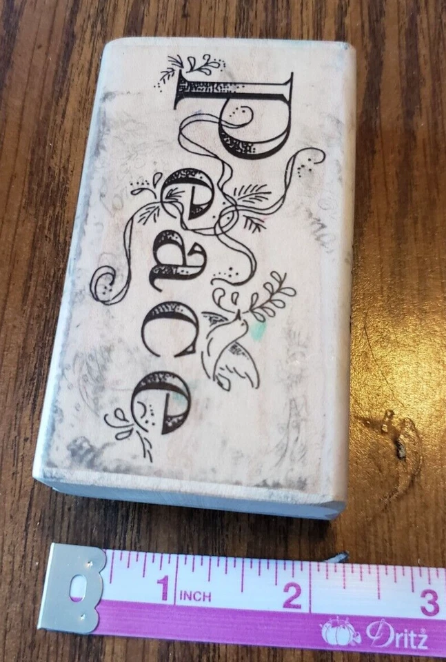 Резиновый штамп Stampington Company Vintage Script Peace с лентами и птицами - Изображение 2 из 4
