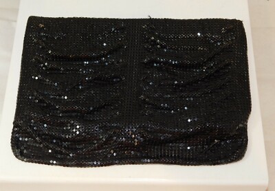 Whiting & Davis Vintage Schwarz Emaille Alu Netz Handtasche Clutch Geldbörse