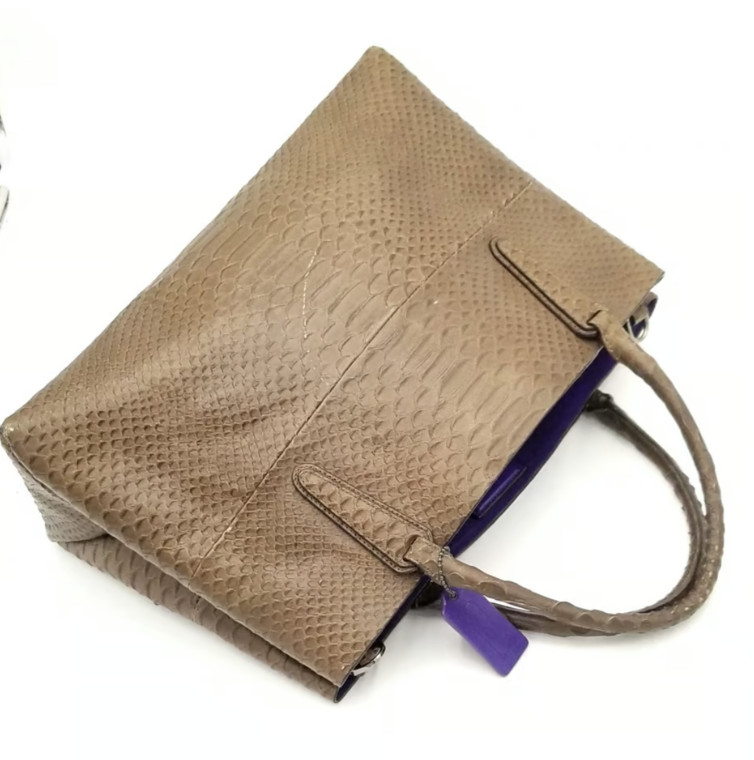 Coach Bronze Borough Python Triple Compartment Sa… - image 5