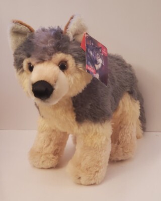 Aurora Wiley Wolf Plush Toy Gray Tan 12'' Stuffed Animal- BXH