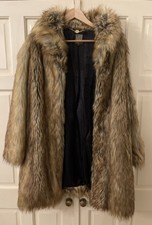Fabulous Biba Brown Faux Fur Coat Size 12