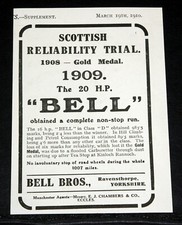 Antiguo anuncio impreso de revista 1910, Bell Bros, 16-20 HP ¡CAMPANA MOTOR CAR, ESCALADA!