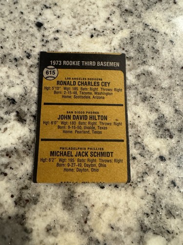 1973 TOPPS MIKE SCHMIDT HIGH NUMBER #615 VG ROOKIE CARD READ DESCRIPTION - 第 3/3 張圖片