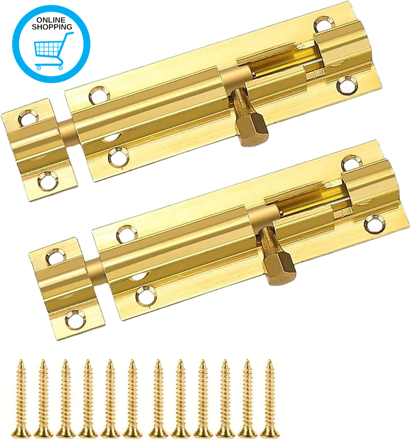 Door Bolts for Internal Doors - 2 Pack Brass Internal Door Latch & Security Slid