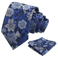 Mens 3.15inches Rose Flower Pattern Tie with Floral Printed 145-royal Blue