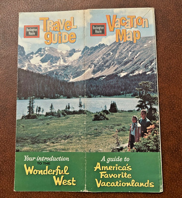 1963 BURLINGTON Route RAILROAD RR US Travel Vacation MAP Vintage West Nat. Parks