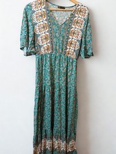 Floor Length Floral Short Sleeve Maxi Dress Pretty Garden Size Large