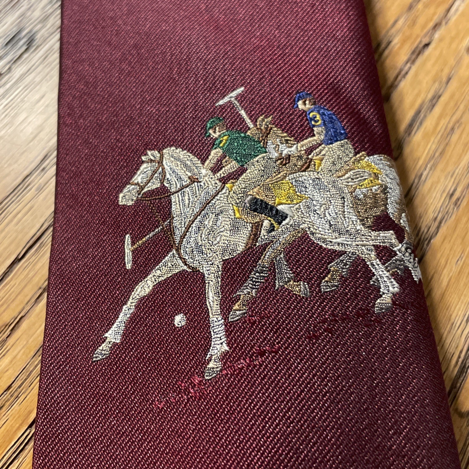 Vintage EUC Polo Ralph Lauren Mark Shale Graphic Equestrian Tie USA Hand Made