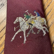 Vintage EUC Polo Ralph Lauren Mark Shale Graphic Equestrian Tie USA Hand Made