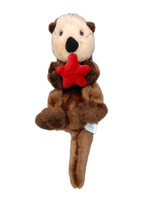 SeaWorld Otter Plush 10 in Stuffed Animal Toy Brown Holding Red Starfish Cute