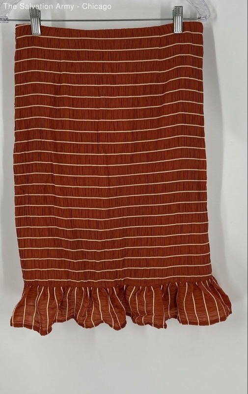 Scotch & Soda Womens Orange Striped Ruffle Straight & Pencil Skirt Size M