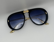 Gucci GG0307S Oversized Aviator Women's Sunglasses Foldable Frame Blue Lenses