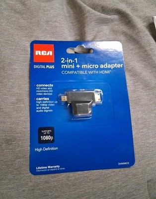 RCA Adapter 2-In-1 HDMI Female to HDMI Mini/Micro HDMI  DHMIMICE Brand New