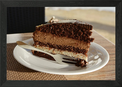 Scheibe Schokolade Schicht Kuchen gerahmt Wandbild Poster Leinwanddruck Bild