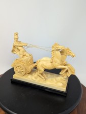 Vintage Italian Alabaster Resin Roman Charioteer with Two Horses Figurine — listing 4