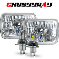 Pair For Jeep Wrangler Yj 1987-1995 5x7 7x6 Sealed Led Headlights High Low Beam
