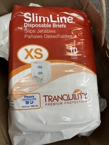 Youth/Adult SlimLine Disposable Briefs-Size XS (18”-26” hips) 28-42 lbs