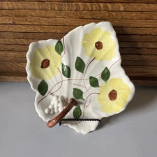 Blue Ridge China Hand Painted Leaf Dish Candy /Trinket Dish Ridge Daisies