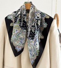100 Mulberry Silk Scarf Women Square Wrap Neckerchief 26" Printing Bandana Q72