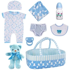 9 Pcs Reborn Baby Doll Clothes Set for 17-22 Inch Dolls, Reborn Baby Dolls Ac...