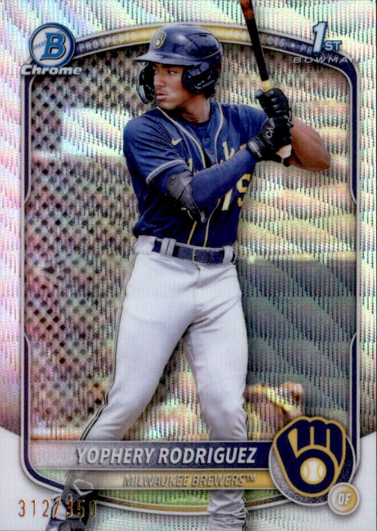 2025 Bowman #BCP-36 Yophery Rodriguez Chrome Prospects Wave Refractor #/350