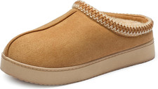 Women'S Memory Foam Slippers,Faux Suede Indoor Outdoor Comfy Slip on Fluffy Warm