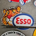 VINTAGE ESSO DIE CUT TIGER OLD US GASOLINE OIL GAS PUMP ENAMEL PORCELAIN SIGN