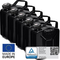 Bw® Metall Benzinkanister Mit Schraubverschluss 5X 5 Liter - Schwarz