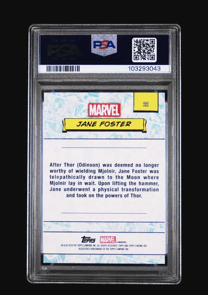 2024 topps хром Marvel САПФИРОВЫЙ КРАСНЫЙ переливающийся ДЖЕЙН ФОСТЕР 2/5 psa 9 POP 1 - Изображение 2 из 3