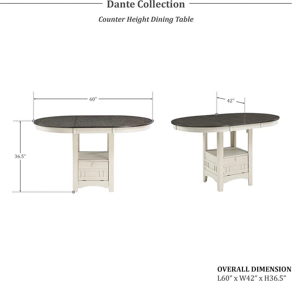 Dante Counter Height Dining Table, Rosy Brown/Antique White - Image 4 of 4